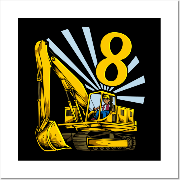 Excavator 8 year old birthday Wall Art by Modern Medieval Design